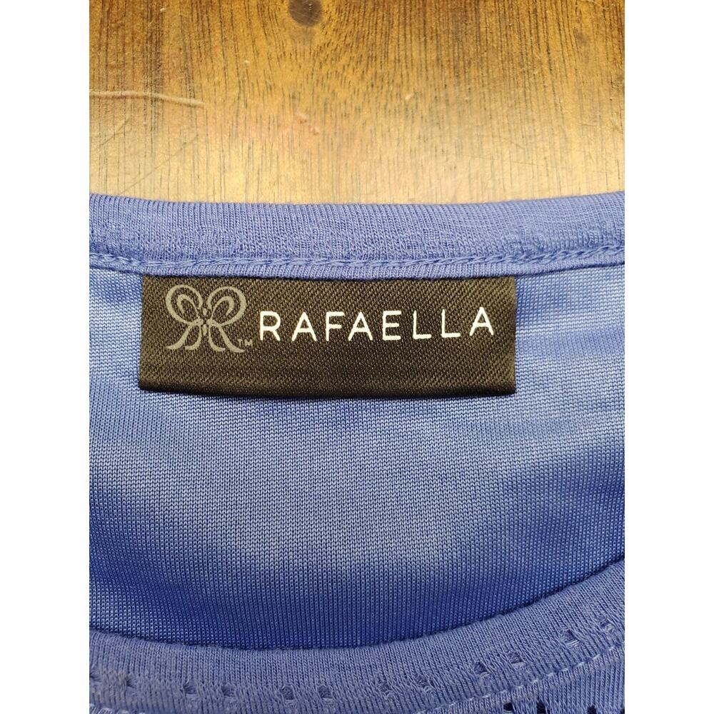 Women's Rafaella Blue Eyelet Striped Lined Blouse | Size Large - Picture 8 of 9